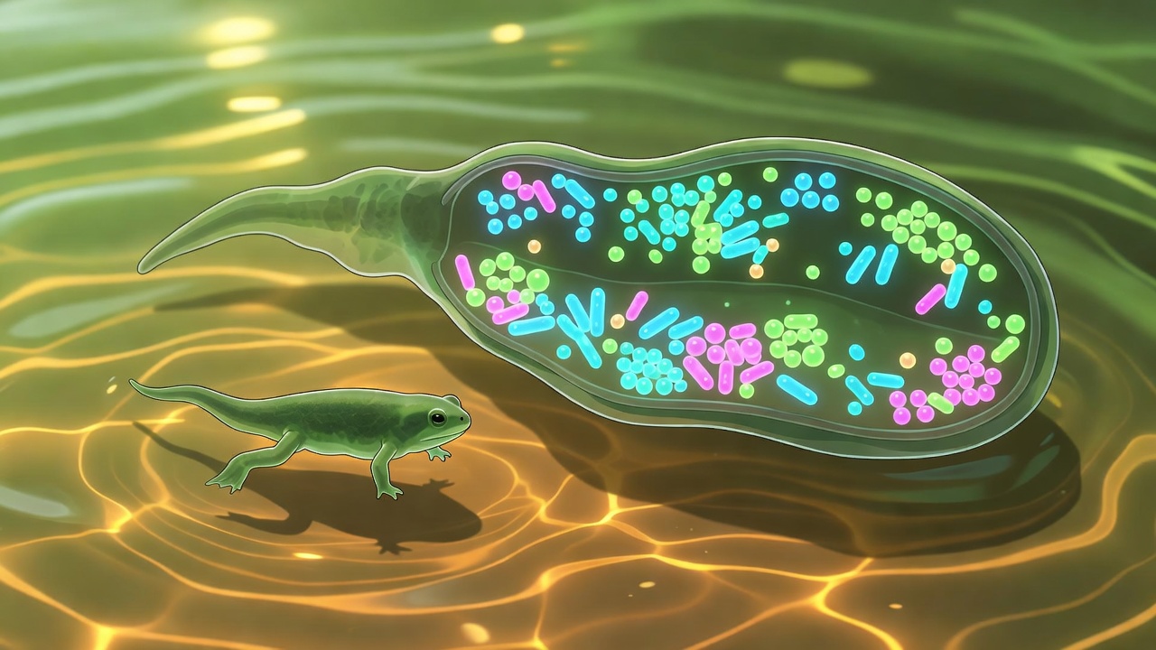 気候変動に立ち向かうカエルの幼生──生き残りの鍵は"腸の形"ではなく腸内細菌にあった